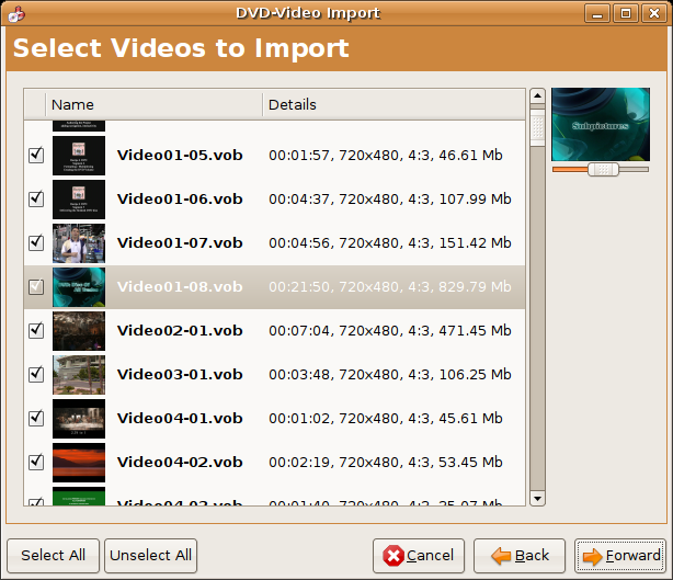 Import video