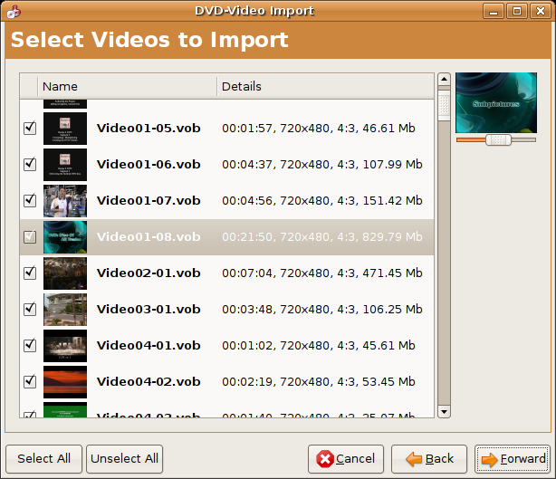 Import video. Bombono.